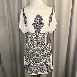 White and Black Patterned Dress